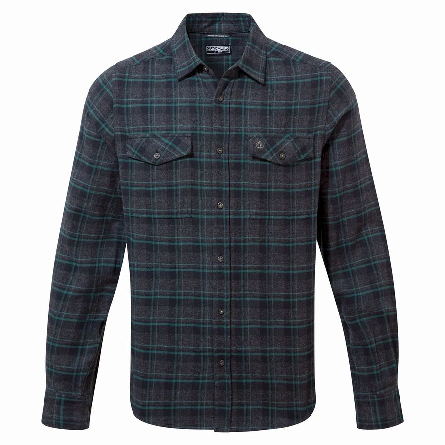 Craghoppers Kiwi IV Long Sleeved Check Skjorter Herre Sort | OWU9147SV