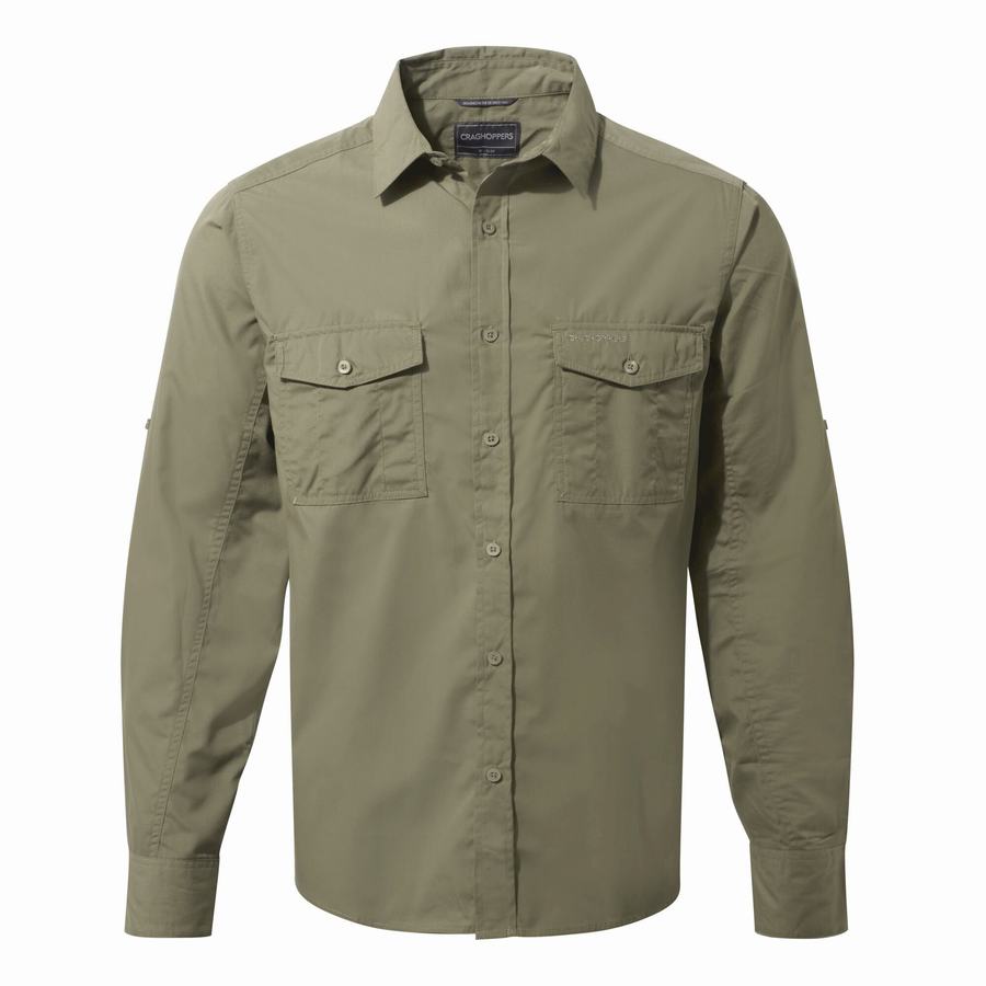 Craghoppers Kiwi Long-Sleeved Skjorter Herre Grøn | ERA528EB