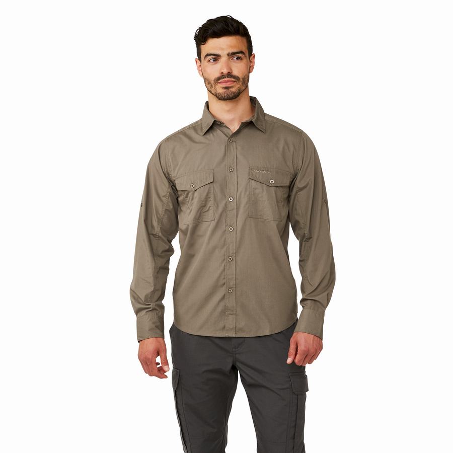 Craghoppers Kiwi Long-Sleeved Skjorter Herre Grøn | ERA528EB