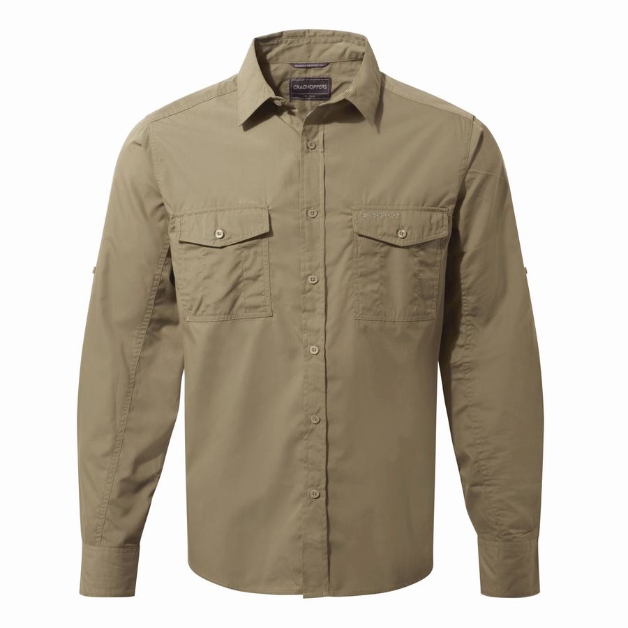 Craghoppers Kiwi Long Sleeved Skjorter Herre Mørkekhaki | SDA5561QE