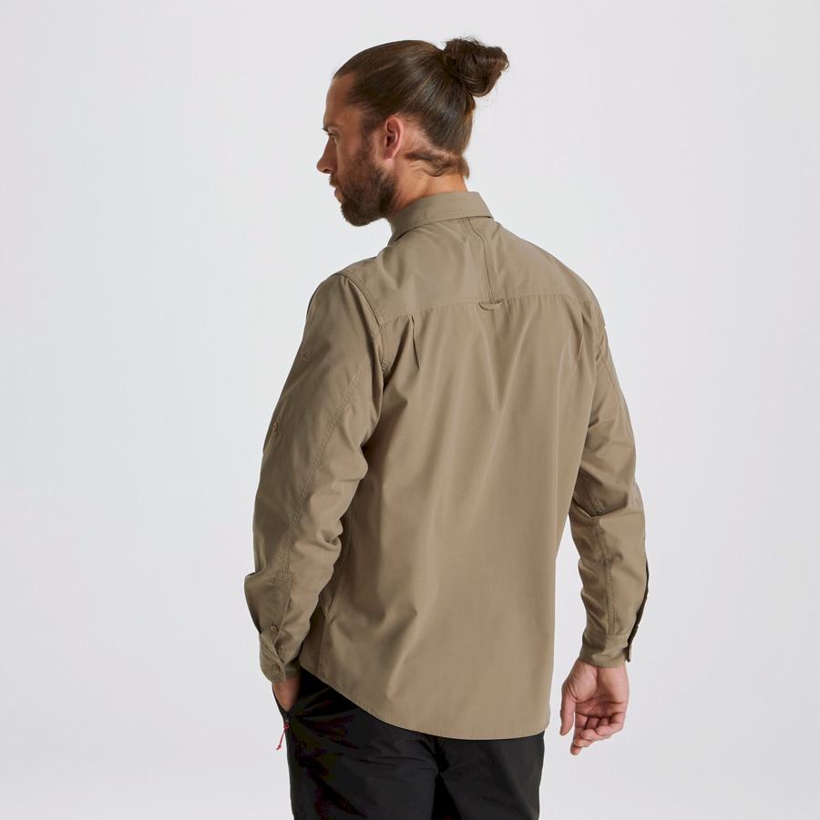 Craghoppers Kiwi Long Sleeved Skjorter Herre Mørkekhaki | SDA5561QE