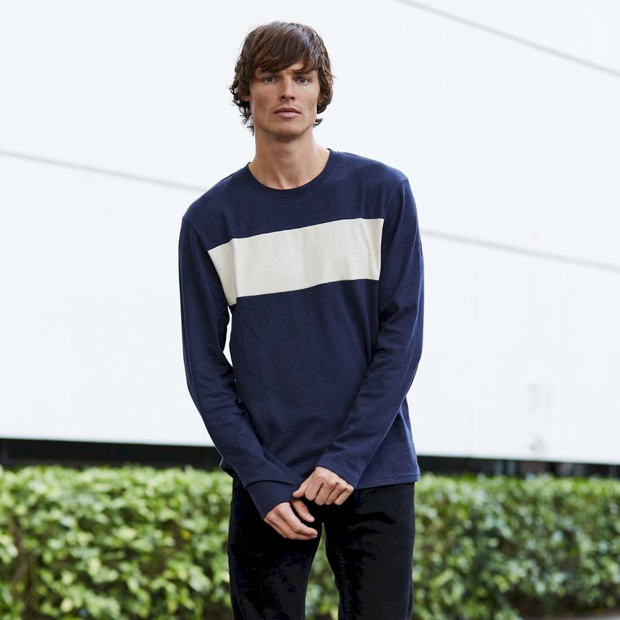 Craghoppers Latherton Long Sleeved T-shirts Herre Blå Mørkeblå Striber | SCH4179JS