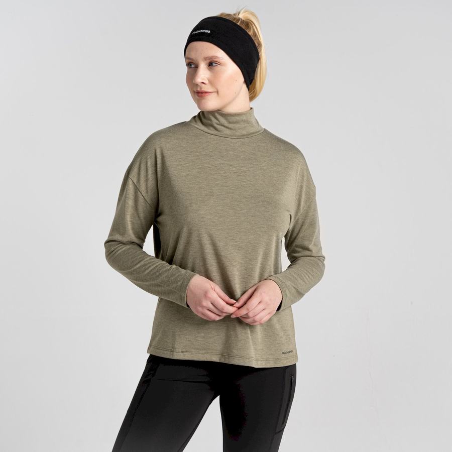 Craghoppers Meridan Long Sleeved T-shirts Dame Olivengrøn | GIZ6738XP