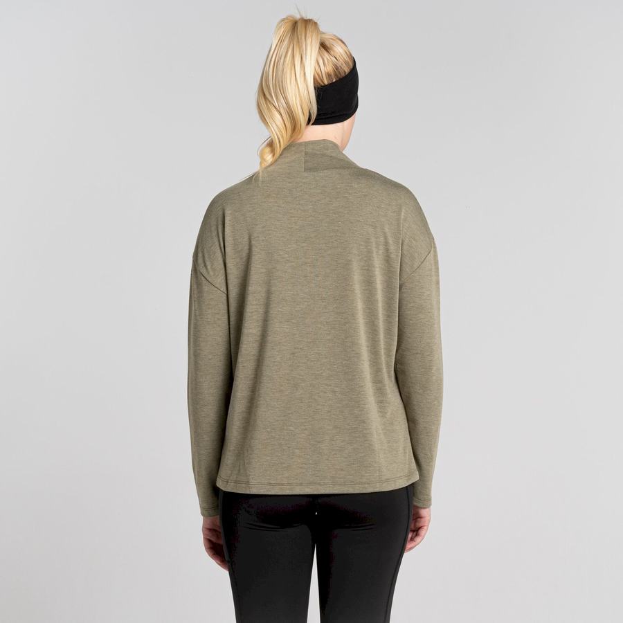 Craghoppers Meridan Long Sleeved T-shirts Dame Olivengrøn | GIZ6738XP