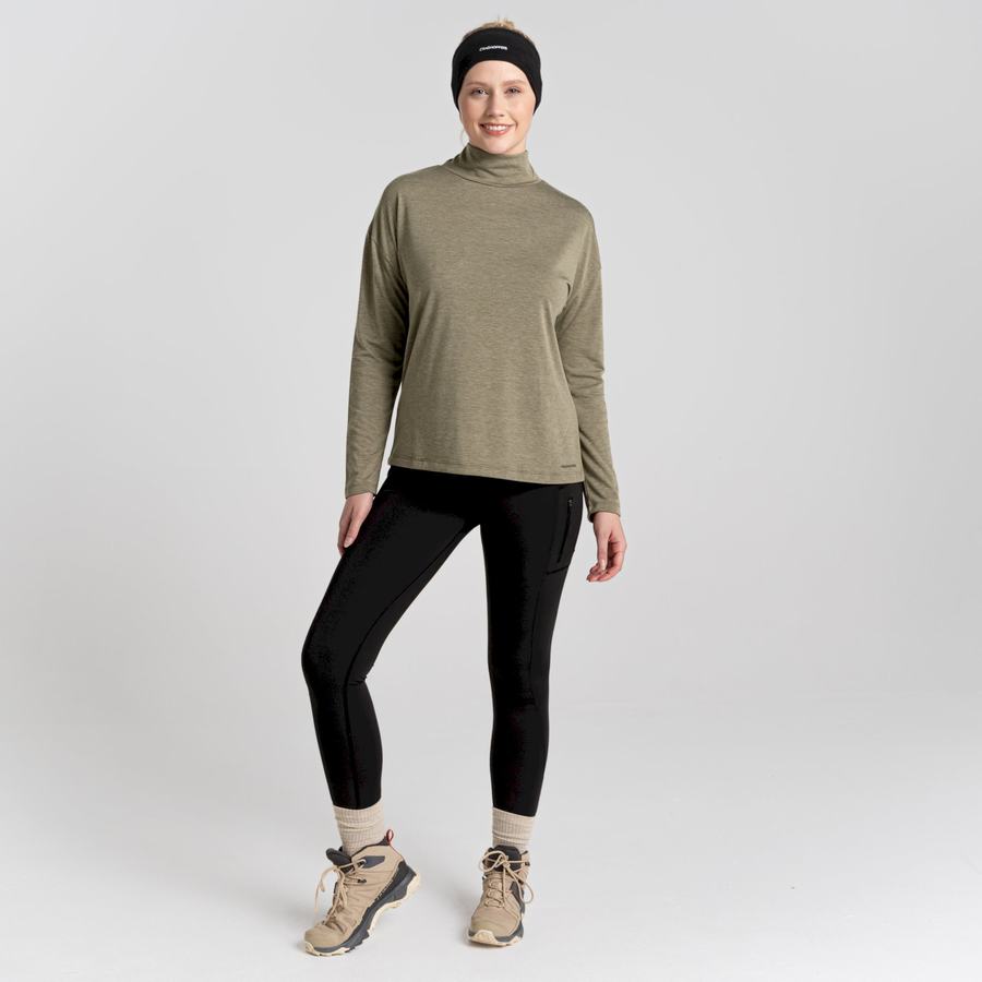 Craghoppers Meridan Long Sleeved T-shirts Dame Olivengrøn | GIZ6738XP