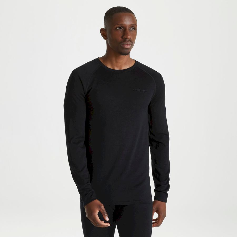 Craghoppers Merino Crew Neck Long Sleeved Baselayer II T-shirts Herre Sort | AVL5655FG