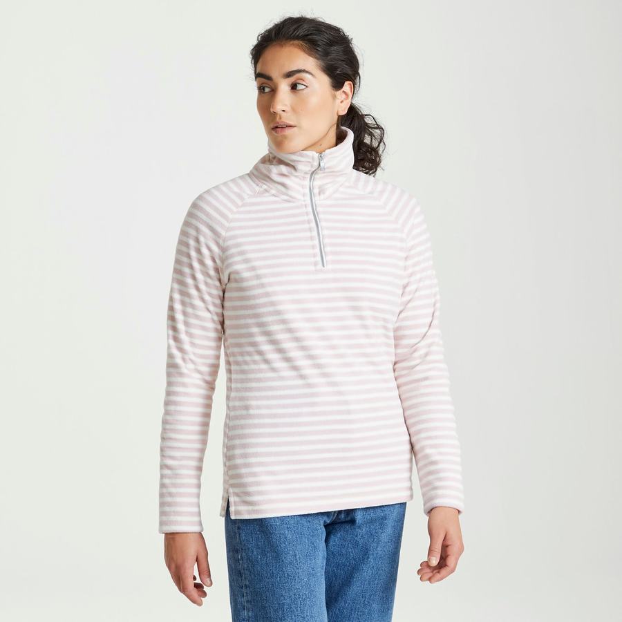 Craghoppers Natalia Half Zip Trøjer Dame Lilla Striber | TYL3389HZ