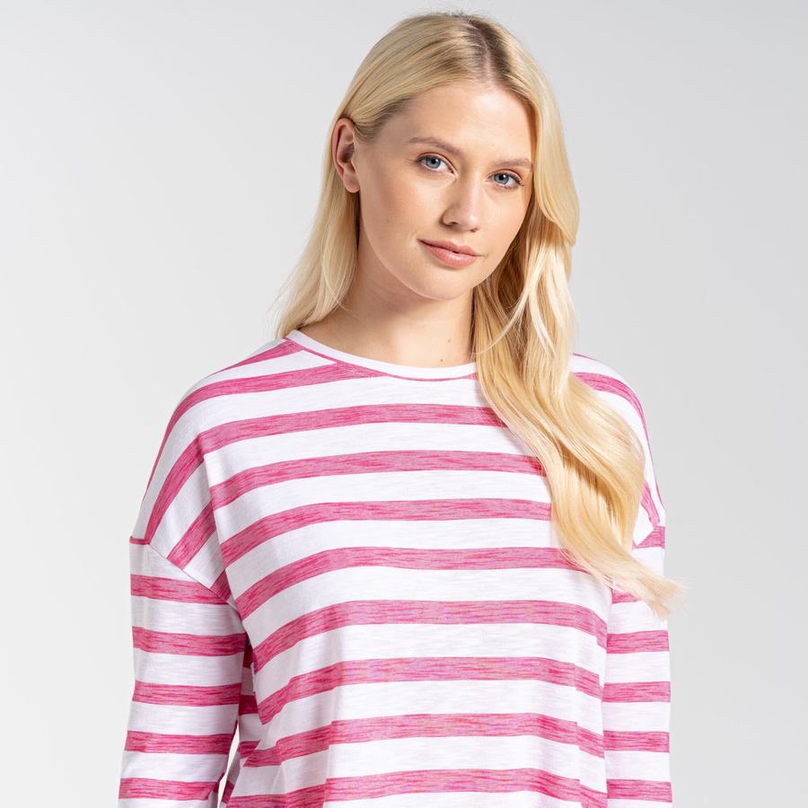 Craghoppers NosiLife Cora Long Sleeved T-shirts Dame Lilla Blomster Striber | TLM6252US