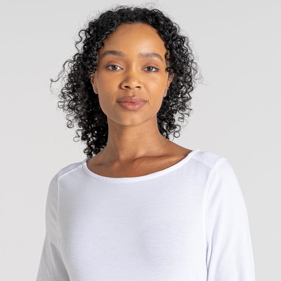 Craghoppers NosiLife Erin Long Sleeved T-shirts Dame Hvide | JEI236OX