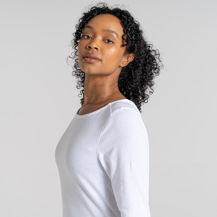 Craghoppers NosiLife Erin Long Sleeved T-shirts Dame Hvide | JEI236OX