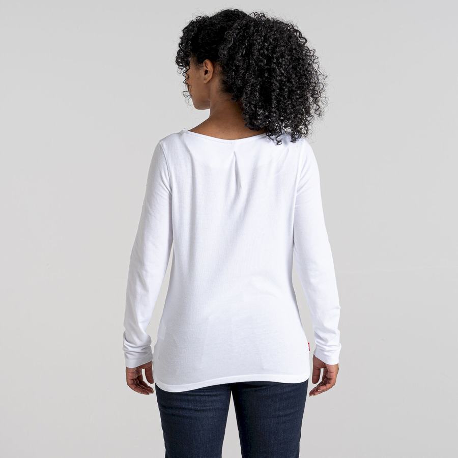 Craghoppers NosiLife Erin Long Sleeved T-shirts Dame Hvide | JEI236OX