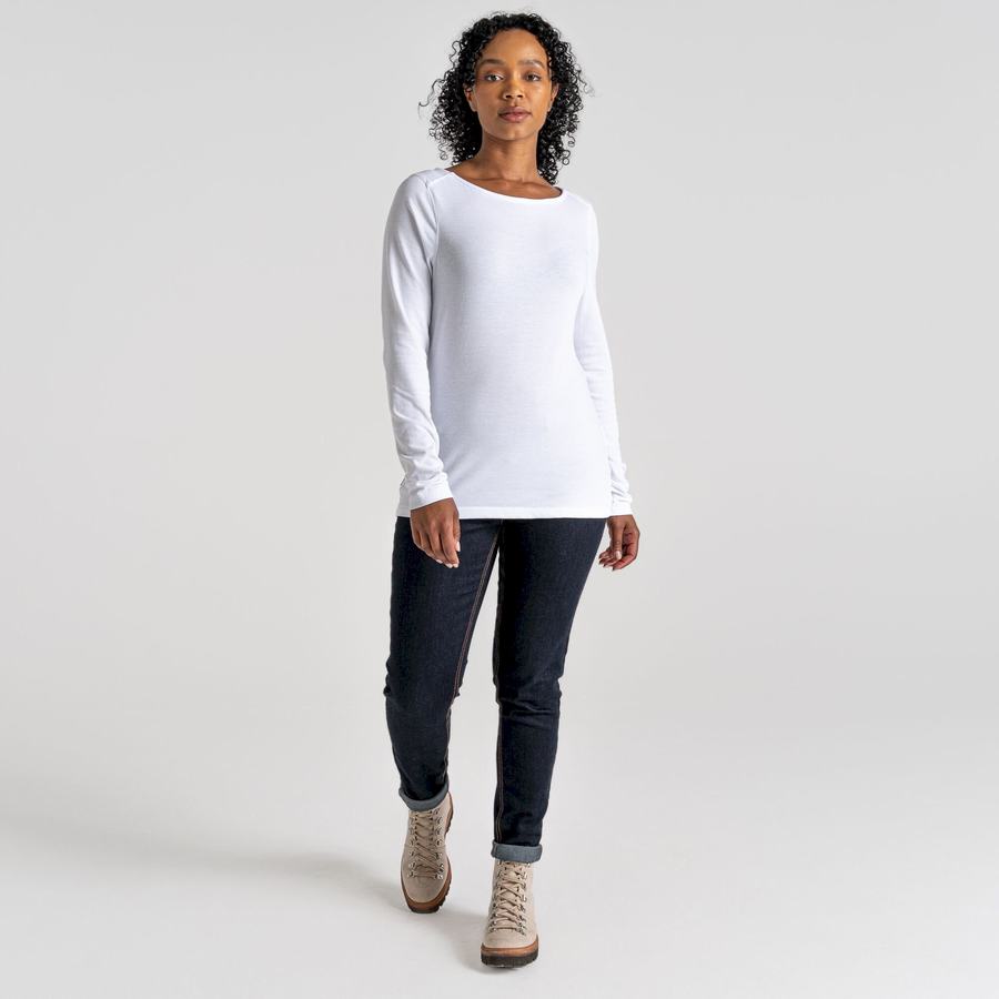 Craghoppers NosiLife Erin Long Sleeved T-shirts Dame Hvide | JEI236OX