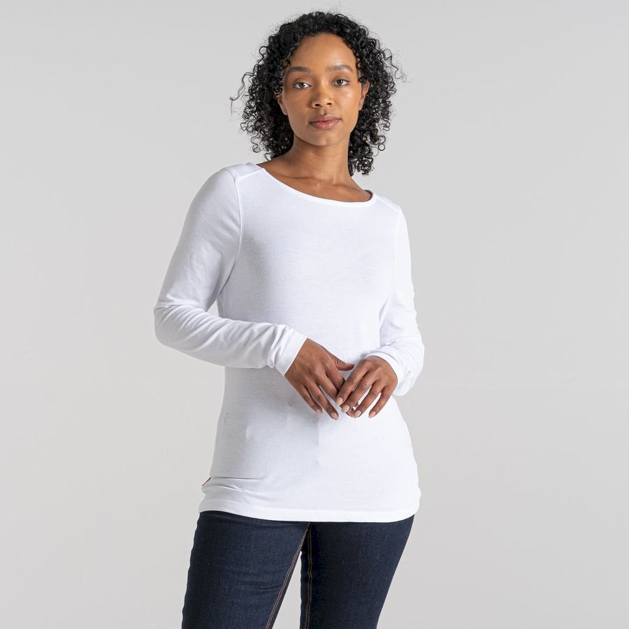 Craghoppers NosiLife Erin Long Sleeved T-shirts Dame Hvide | JEI236OX