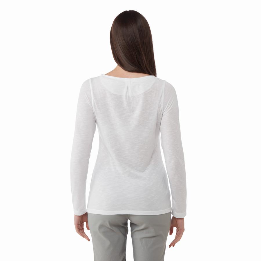 Craghoppers NosiLife Erin Long Sleeved T-shirts Dame Hvide | OQD4880FL