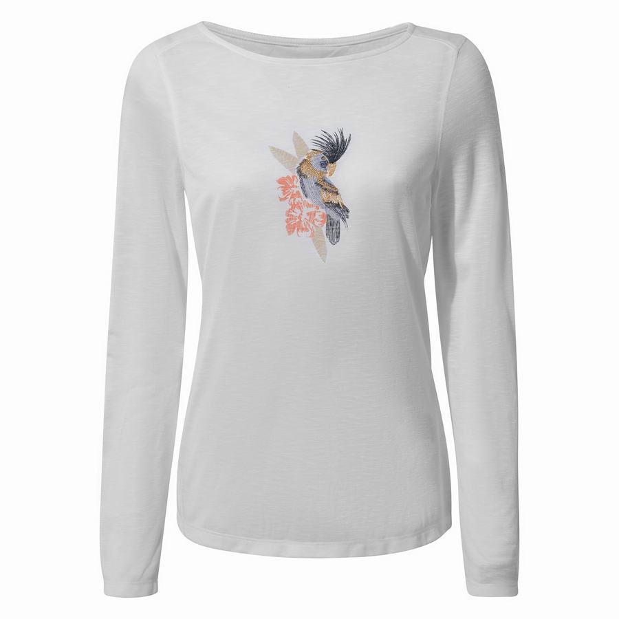 Craghoppers NosiLife Erin Long Sleeved T-shirts Dame Hvide | OQD4880FL