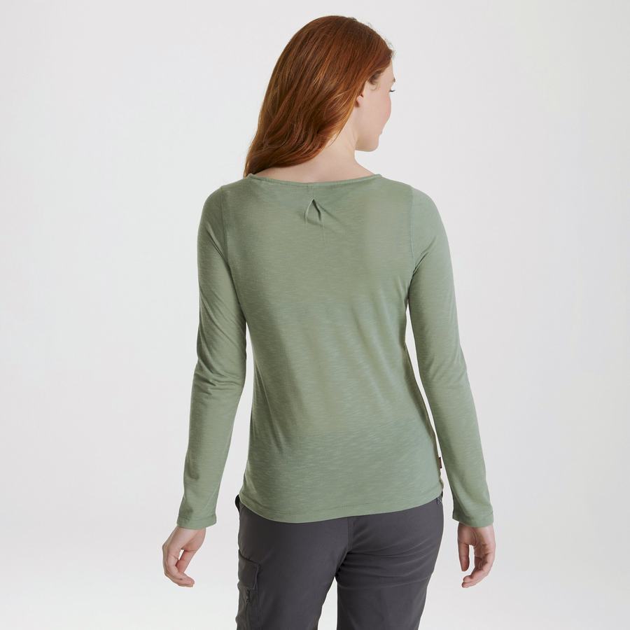 Craghoppers NosiLife Erin Long Sleeved T-shirts Dame Olivengrøn | SFJ226OW