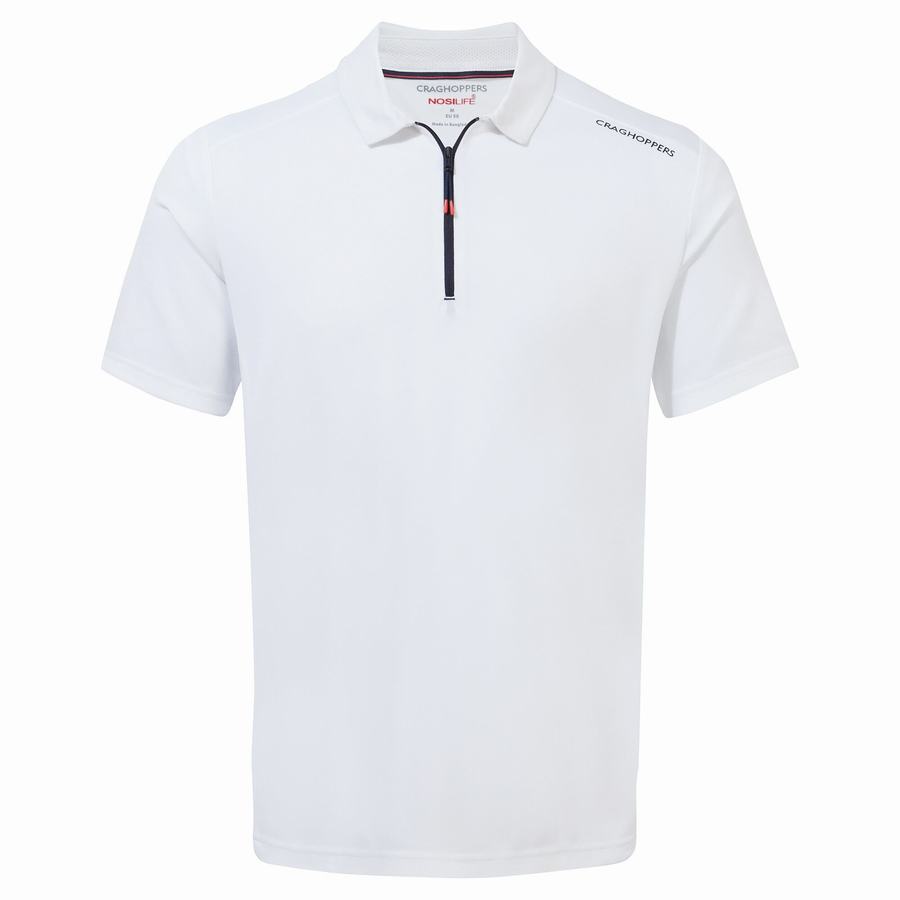 Craghoppers NosiLife Pro Active Kort Sleeved Polo T-shirts Herre Hvide | TOT4916CQ