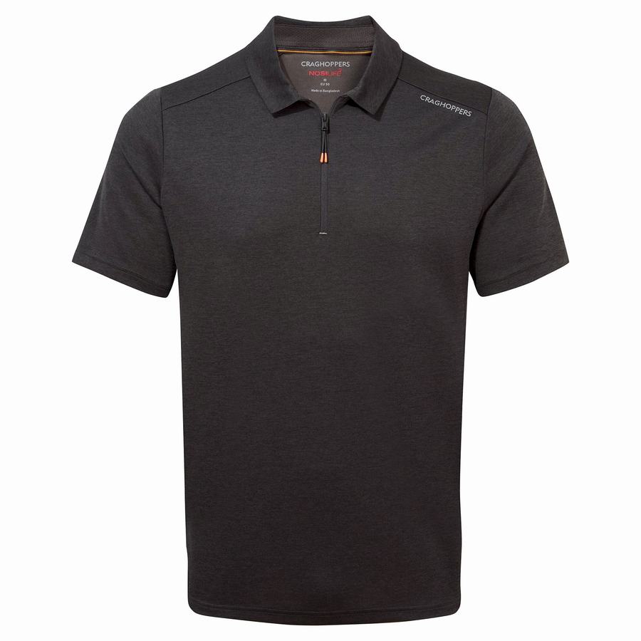 Craghoppers NosiLife Pro Active Kort Sleeved Polo T-shirts Herre Sort | WZS6866KS