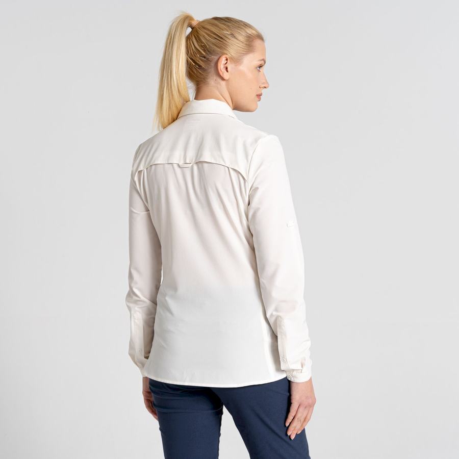 Craghoppers NosiLife Pro IV Long Sleeved Skjorter Dame Hvide | MQE8071SR