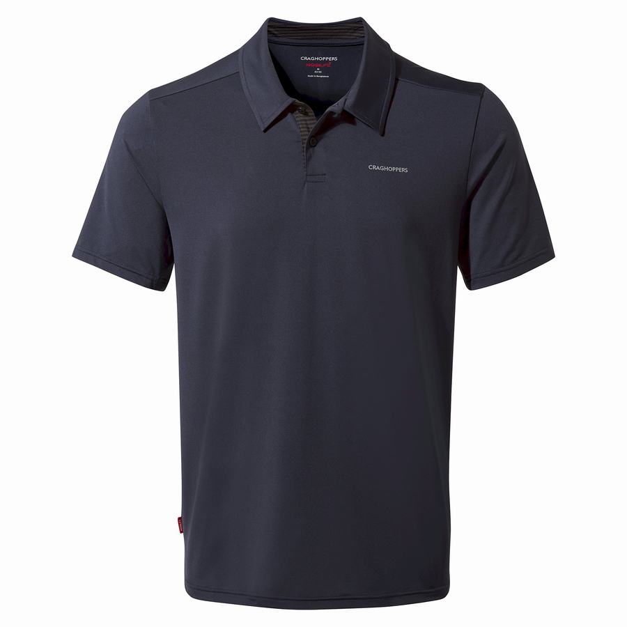 Craghoppers NosiLife Pro Kort Sleeved Polo T-shirts Herre Blå Mørkeblå | TGZ3750RB