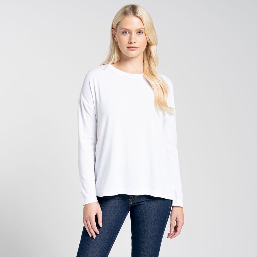 Craghoppers NosiLife Sami Long Sleeved T-shirts Dame Hvide | AYP8012HM