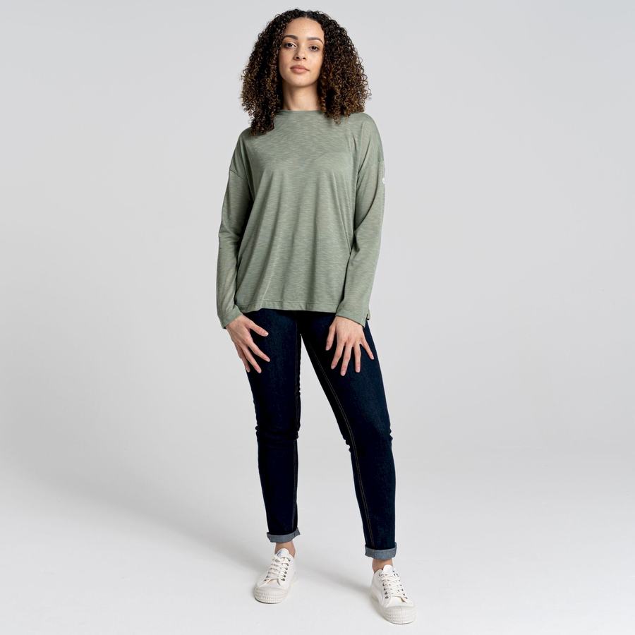 Craghoppers NosiLife Sami Long Sleeved T-shirts Dame Olivengrøn | OFR2440AZ