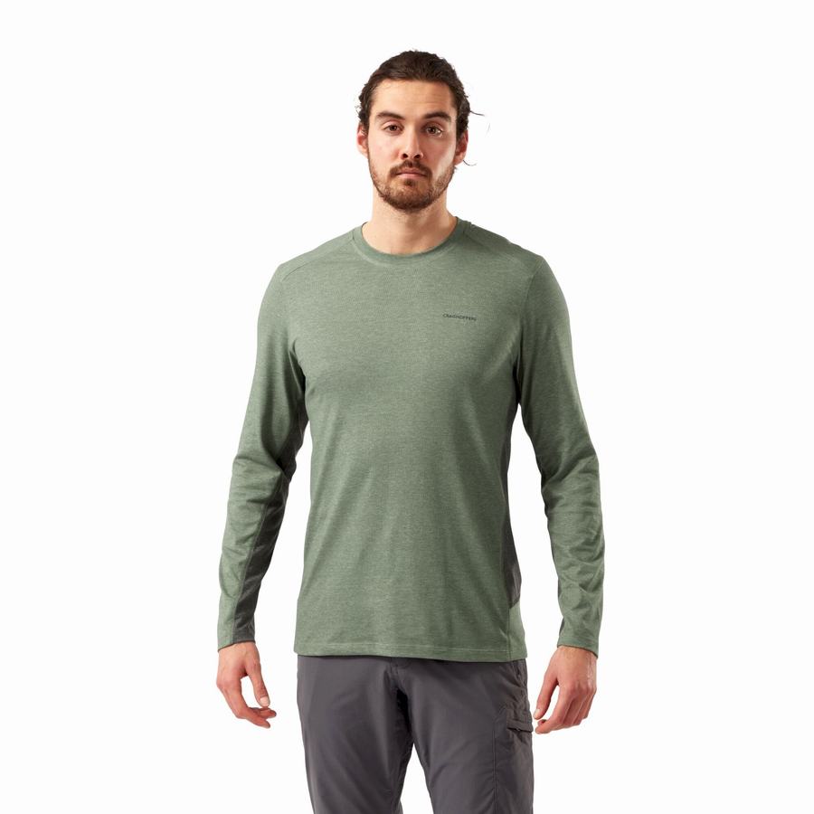 Craghoppers NosiLife Talen Long Sleeved T-shirts Herre Olivengrøn | PIP7671WP