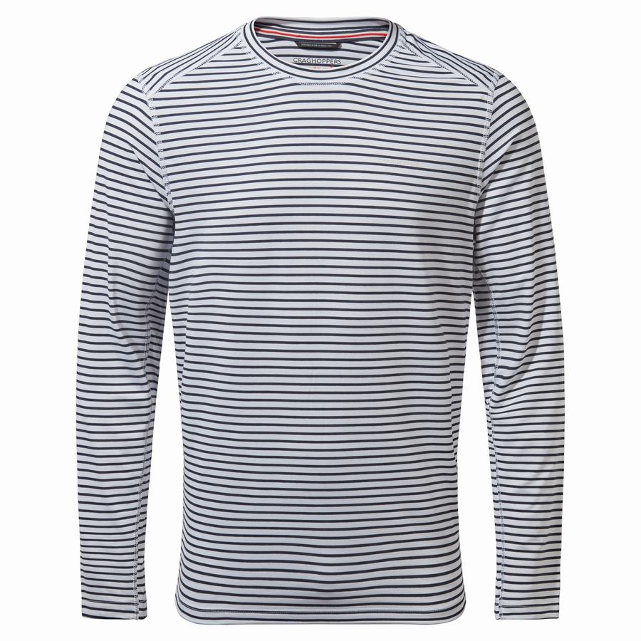 Craghoppers NosiLife Talen Long Sleeved T-shirts Herre Hvide Striber | TRQ7563GP