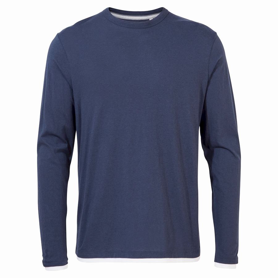 Craghoppers Nosibotanical Coulter Long Sleeved T-shirts Herre Blå Mørkeblå | IWT9965UK