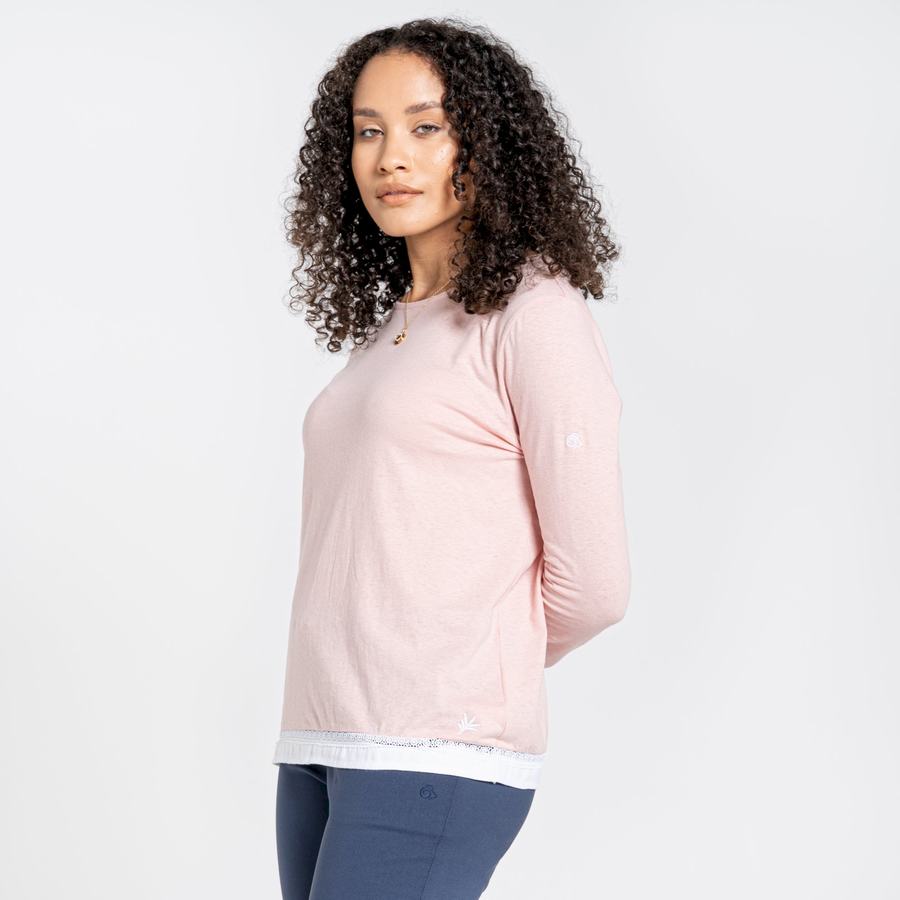 Craghoppers Nosibotanical Magnolia Long Sleeved T-shirts Dame Lyserød | QBP2464KL