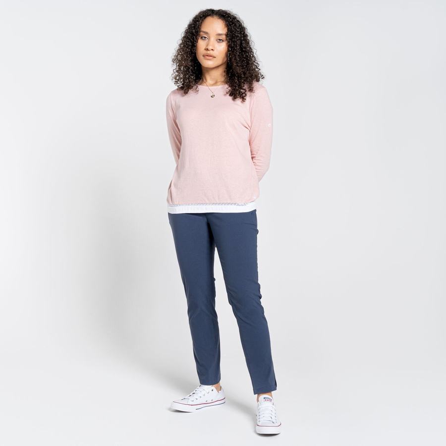 Craghoppers Nosibotanical Magnolia Long Sleeved T-shirts Dame Lyserød | QBP2464KL