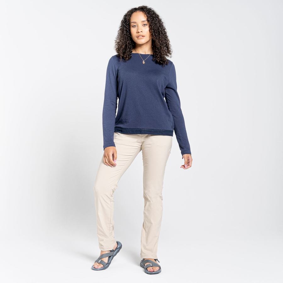 Craghoppers Nosibotanical Magnolia Long Sleeved T-shirts Dame Blå Mørkeblå | RDE7749UJ