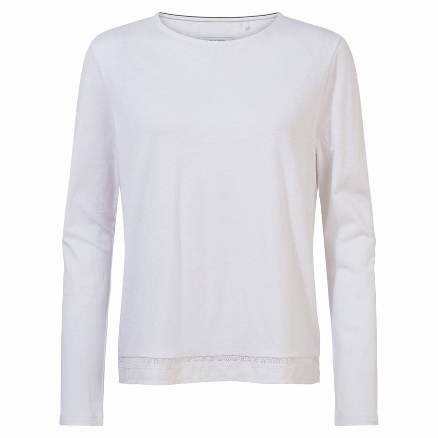 Craghoppers Nosibotanical Magnolia Long Sleeved T-shirts Dame Hvide | TAS2277VP