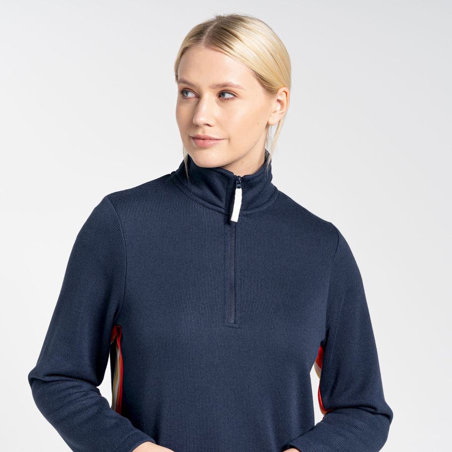 Craghoppers Pinalla Half Zip Trøjer Dame Blå Mørkeblå | QXN4138FJ