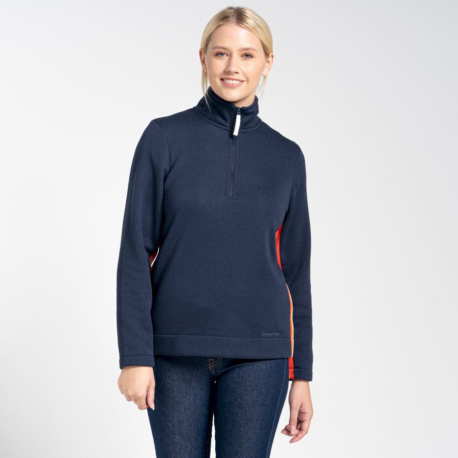 Craghoppers Pinalla Half Zip Trøjer Dame Blå Mørkeblå | QXN4138FJ