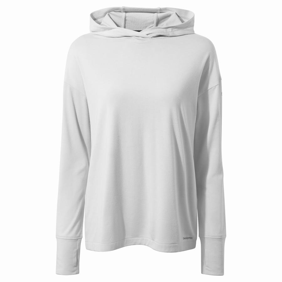 Craghoppers Serrow Hætte Long Sleeved T-shirts Dame Sølv | MKY1445FF