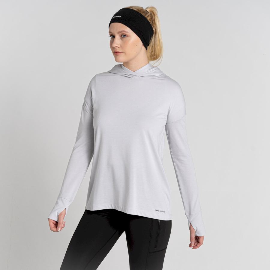 Craghoppers Serrow Hætte Long Sleeved T-shirts Dame Sølv | MKY1445FF